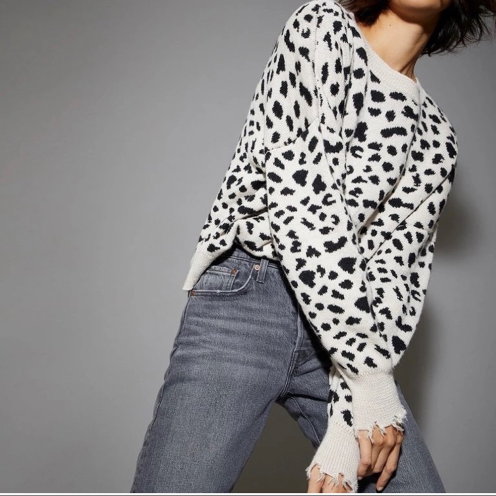 Nation LTD Black & Cream Dalmatian Print Crewneck Sweater
